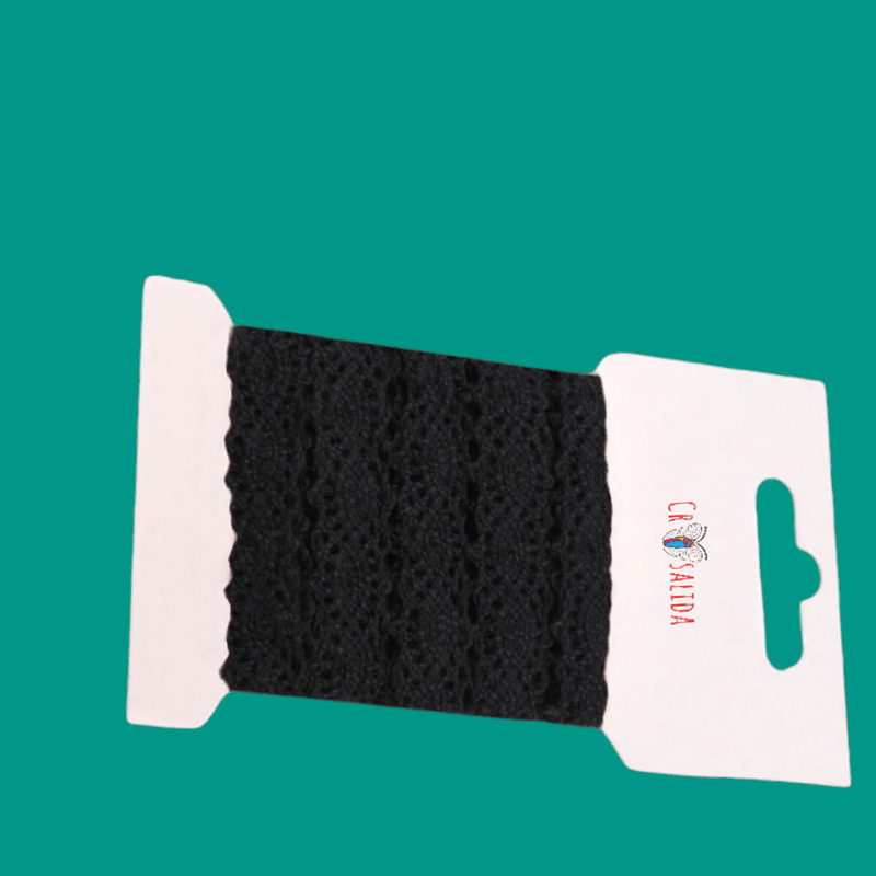 Casa si Gradina - Decoratiuni - DIY - Articole mercerie - Dantela bumbac crosetata Crisalida, 12 mm x 3 m, Negru - Infinity.ro