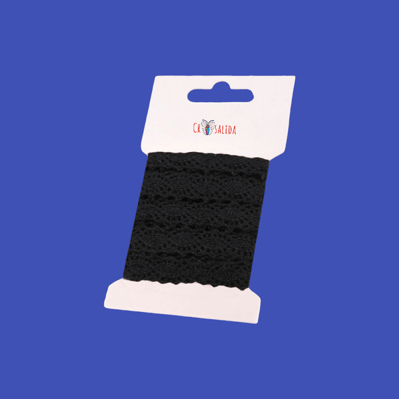 Casa si Gradina - Decoratiuni - DIY - Articole mercerie - Dantela bumbac crosetata Crisalida, 12 mm x 3 m, Negru - Infinity.ro