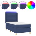 Casa si Gradina - Mobilier - Paturi si accesorii - Paturi - Pat cu arcuri, saltea si LED, albastru, 90x200 cm, textil - Infinity.ro