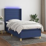 Casa si Gradina - Mobilier - Paturi si accesorii - Paturi - Pat cu arcuri, saltea si LED, albastru, 90x200 cm, textil - Infinity.ro