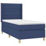 Casa si Gradina - Mobilier - Paturi si accesorii - Paturi - Pat cu arcuri, saltea si LED, albastru, 90x200 cm, textil - Infinity.ro