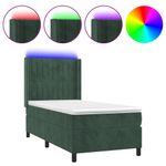 Casa si Gradina - Mobilier - Paturi si accesorii - Paturi - Pat continental cu saltea si LED verde inchis 80x200 cm catifea - Infinity.ro