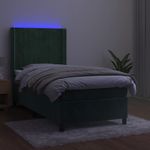 Casa si Gradina - Mobilier - Paturi si accesorii - Paturi - Pat continental cu saltea si LED verde inchis 80x200 cm catifea - Infinity.ro