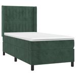 Casa si Gradina - Mobilier - Paturi si accesorii - Paturi - Pat continental cu saltea si LED verde inchis 80x200 cm catifea - Infinity.ro
