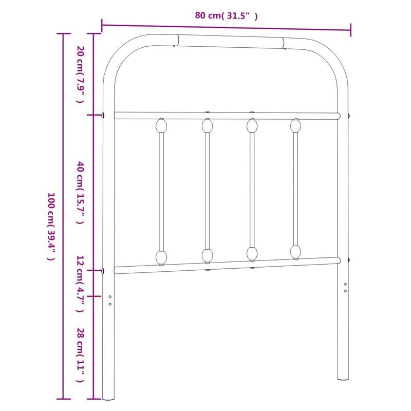 Casa si Gradina - Mobilier - Paturi si accesorii - Accesorii paturi - Tablie de pat metalica, negru, 75 cm - Infinity.ro