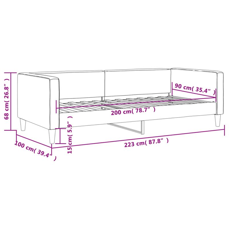 Casa si Gradina - Mobilier - Paturi si accesorii - Paturi - Pat de zi, gri taupe, 90x200 cm, material textil - Infinity.ro