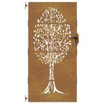 Casa si Gradina - Gradina si terasa - Garduri, panouri si accesorii - Poarta pentru gradina, 85x200 cm, otel corten, model copac - Infinity.ro