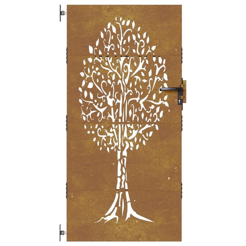 Casa si Gradina - Gradina si terasa - Garduri, panouri si accesorii - Poarta pentru gradina, 85x200 cm, otel corten, model copac - Infinity.ro
