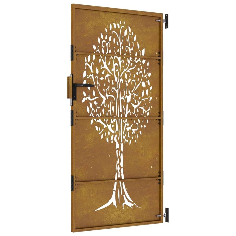 Casa si Gradina - Gradina si terasa - Garduri, panouri si accesorii - Poarta pentru gradina, 85x200 cm, otel corten, model copac - Infinity.ro