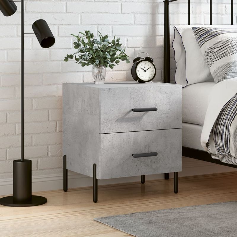 Casa si Gradina - Mobilier - Comode si corpuri - Noptiere - Noptiera, gri beton, 40x35x47,5 cm, lemn compozit - Infinity.ro