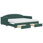 Casa si Gradina - Mobilier - Paturi si accesorii - Paturi - Pat de zi cu extensie si sertare verde inchis 90x200 cm catifea - Infinity.ro