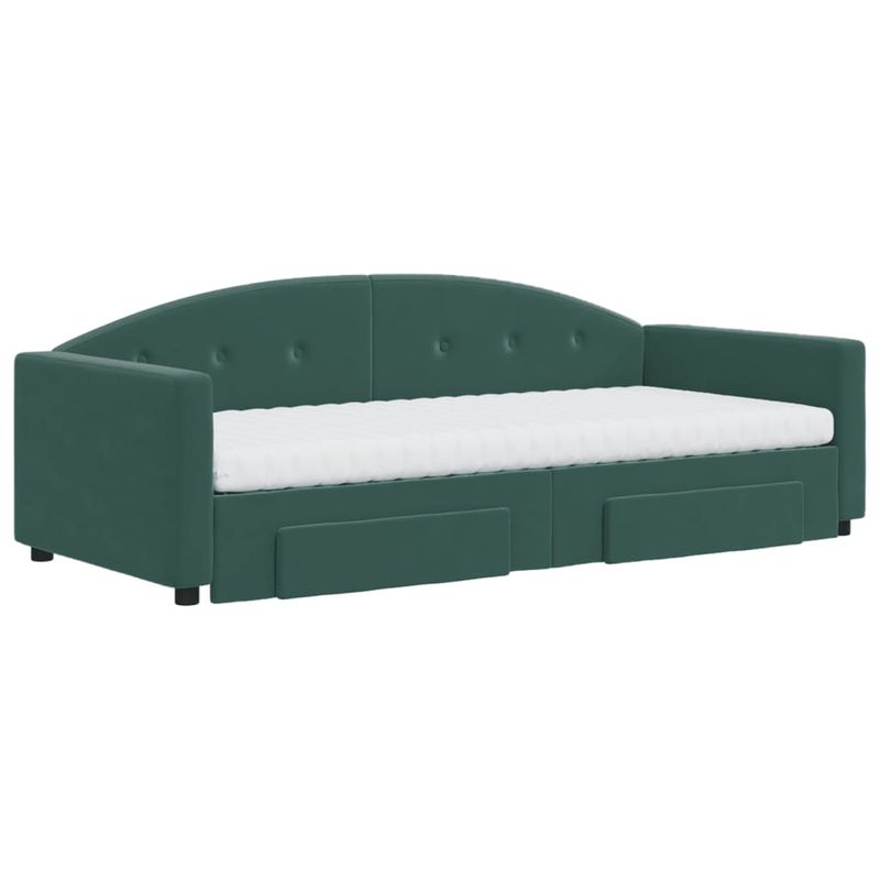 Casa si Gradina - Mobilier - Paturi si accesorii - Paturi - Pat de zi cu extensie si sertare verde inchis 90x200 cm catifea - Infinity.ro