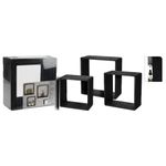 Casa si Gradina - Mobilier - Biblioteci si rafturi - Rafturi - H S Collection Set rafturi din lemn, 3 piese, 28,5x28,5x12 cm, negru - Infinity.ro
