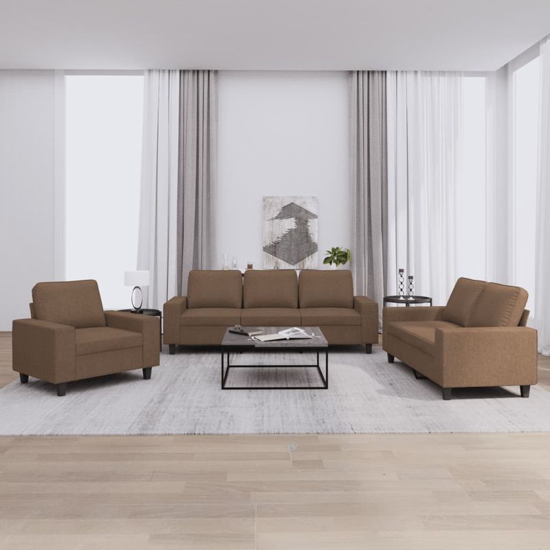Casa si Gradina - Mobilier - Seturi de mobilier - Seturi living - Set de canapele, 3 piese, maro, textil - Infinity.ro