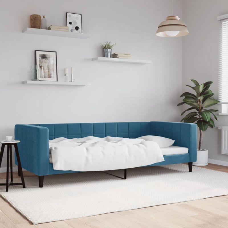 Casa si Gradina - Mobilier - Paturi si accesorii - Paturi - Pat de zi, albastru, 90x200 cm, catifea - Infinity.ro