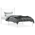 Casa si Gradina - Mobilier - Paturi si accesorii - Paturi - Cadru de pat din metal cu tablie, alb, 100x200 cm - Infinity.ro
