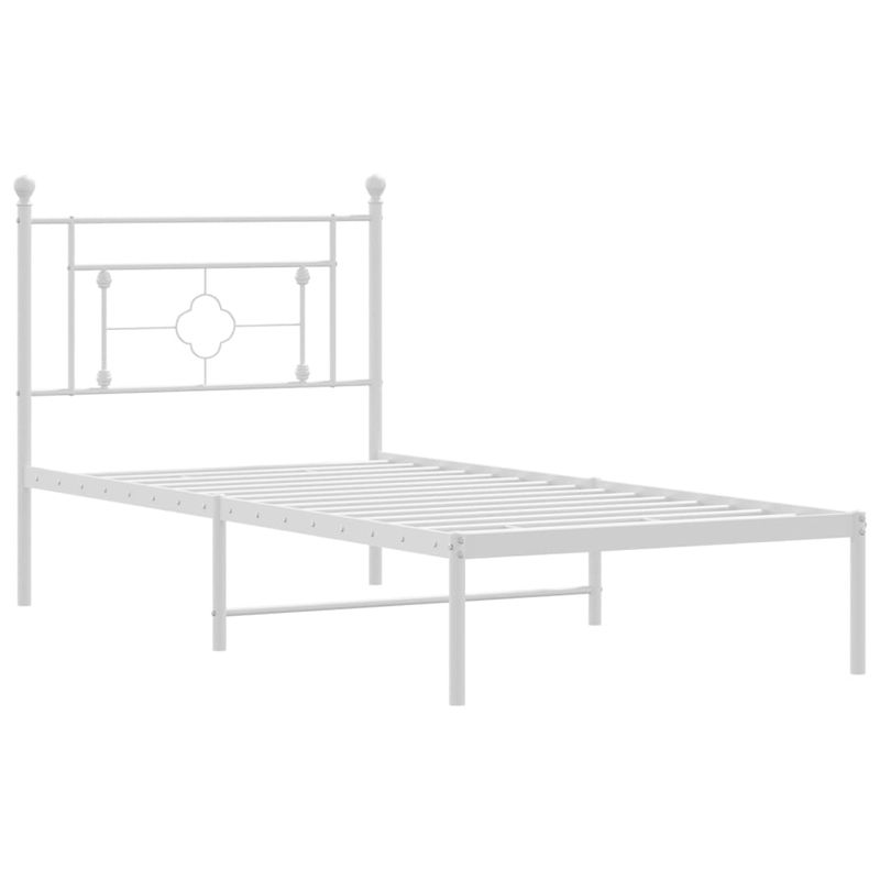 Casa si Gradina - Mobilier - Paturi si accesorii - Paturi - Cadru de pat din metal cu tablie, alb, 100x200 cm - Infinity.ro