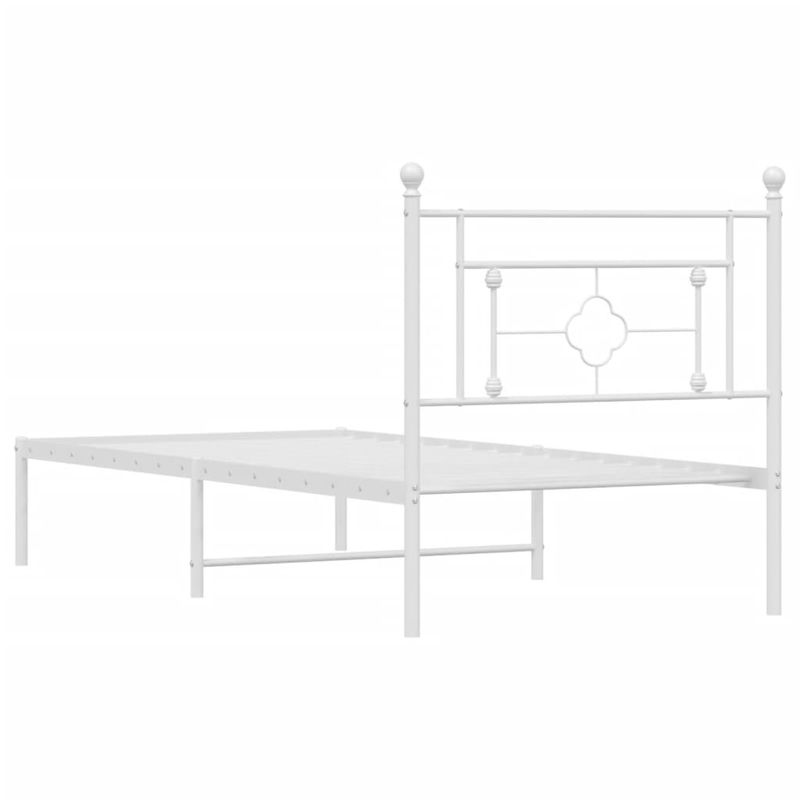 Casa si Gradina - Mobilier - Paturi si accesorii - Paturi - Cadru de pat din metal cu tablie, alb, 100x200 cm - Infinity.ro