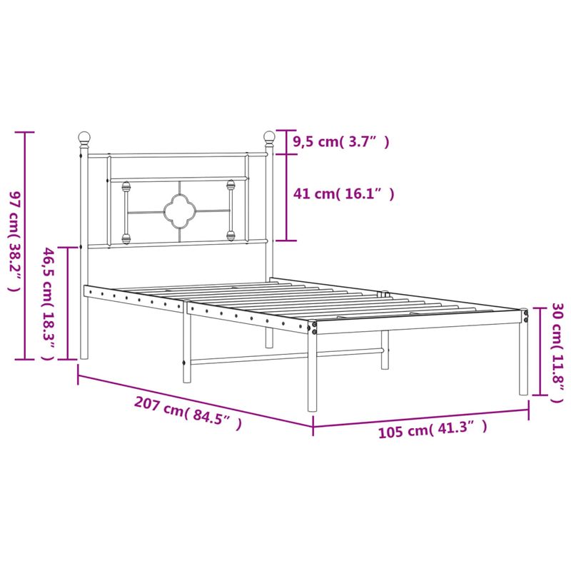 Casa si Gradina - Mobilier - Paturi si accesorii - Paturi - Cadru de pat din metal cu tablie, alb, 100x200 cm - Infinity.ro