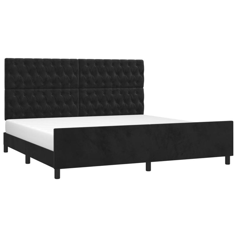 Casa si Gradina - Mobilier - Paturi si accesorii - Paturi - Cadru de pat cu tablie, negru, 200x200 cm, catifea - Infinity.ro