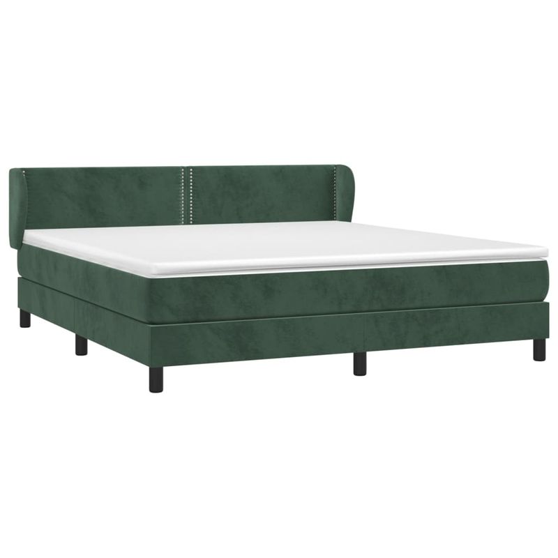 Casa si Gradina - Mobilier - Paturi si accesorii - Paturi - Pat box spring cu saltea, verde inchis, 180x200 cm, catifea - Infinity.ro