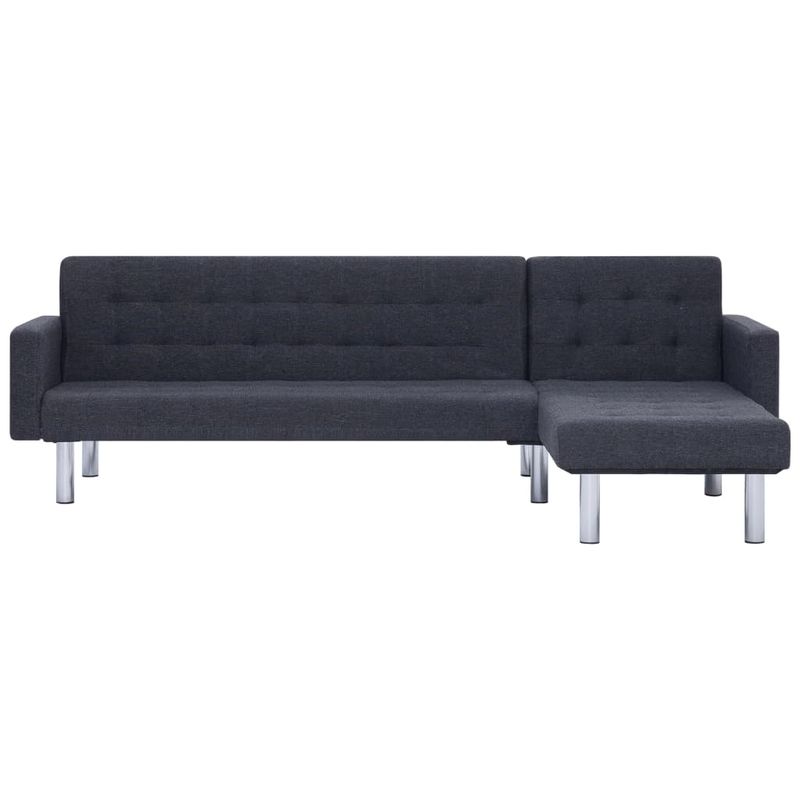 Casa si Gradina - Mobilier - Canapele si coltare - Canapele - Canapea extensibila in forma de L, gri inchis, poliester - Infinity.ro