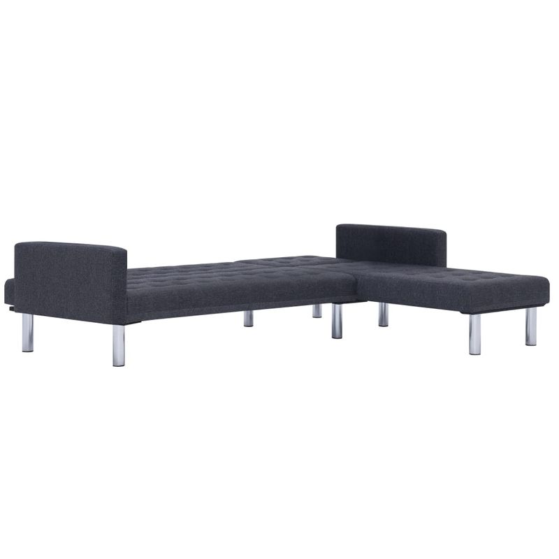 Casa si Gradina - Mobilier - Canapele si coltare - Canapele - Canapea extensibila in forma de L, gri inchis, poliester - Infinity.ro