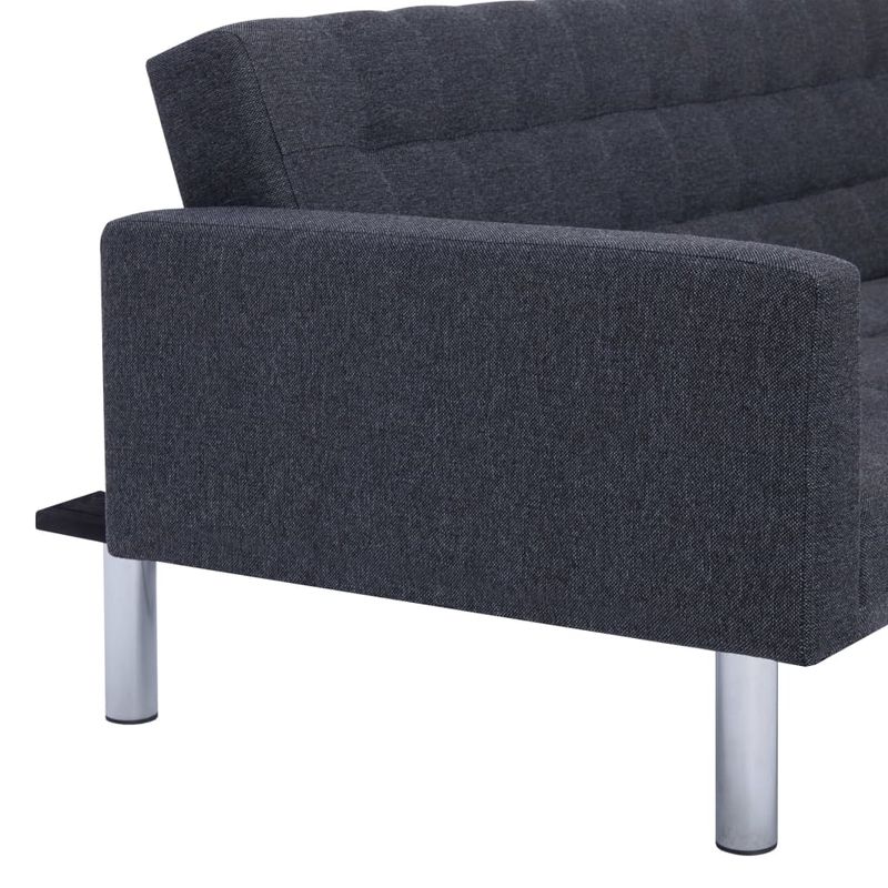 Casa si Gradina - Mobilier - Canapele si coltare - Canapele - Canapea extensibila in forma de L, gri inchis, poliester - Infinity.ro