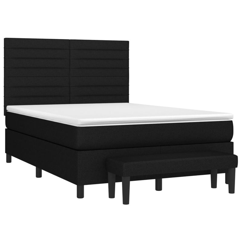 Casa si Gradina - Mobilier - Paturi si accesorii - Paturi - Pat box spring cu saltea, negru, 140x190 cm, textil - Infinity.ro
