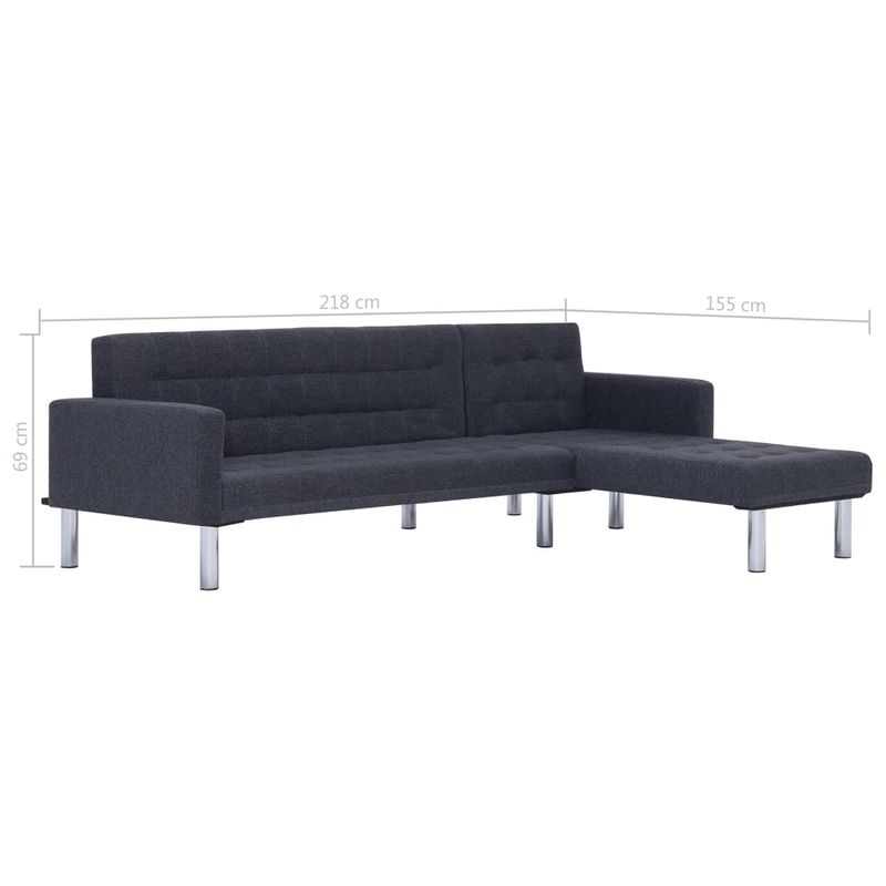 Casa si Gradina - Mobilier - Canapele si coltare - Canapele - Canapea extensibila in forma de L, gri inchis, poliester - Infinity.ro