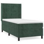 Casa si Gradina - Mobilier - Paturi si accesorii - Paturi - Pat box spring cu saltea, verde inchis, 80x200 cm, catifea - Infinity.ro