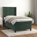 Casa si Gradina - Mobilier - Paturi si accesorii - Paturi - Pat box spring cu saltea, verde inchis, 80x200 cm, catifea - Infinity.ro