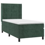 Casa si Gradina - Mobilier - Paturi si accesorii - Paturi - Pat box spring cu saltea, verde inchis, 80x200 cm, catifea - Infinity.ro