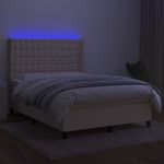 Casa si Gradina - Mobilier - Paturi si accesorii - Paturi - Pat cu arcuri, saltea si LED, crem, 140x190 cm, textil - Infinity.ro