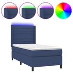 Casa si Gradina - Mobilier - Paturi si accesorii - Paturi - Pat cu arcuri, saltea si LED, albastru, 90x200 cm, textil - Infinity.ro