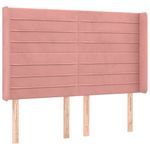 Casa si Gradina - Mobilier - Paturi si accesorii - Paturi - Pat cu arcuri, cu saltea si LED, roz, 140x190 cm catifea - Infinity.ro