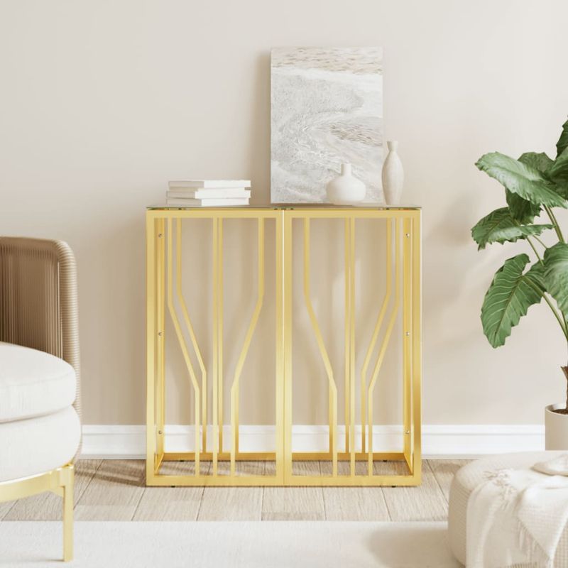 Casa si Gradina - Mobilier - Comode si corpuri - Console - Masa consola, auriu, 70x30x70 cm, otel inoxidabil și sticla - Infinity.ro