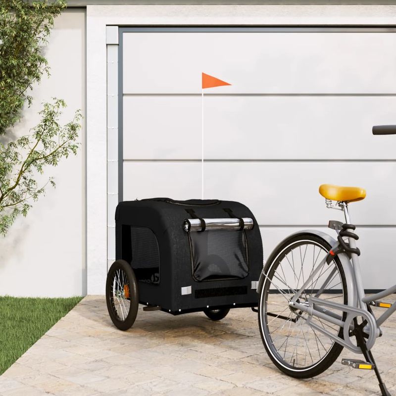 Petshop - Accesorii petshop - Culcusuri si custi - Genti si articole transport - Remorca bicicleta animale companie, negru, textil oxford/fier - Infinity.ro