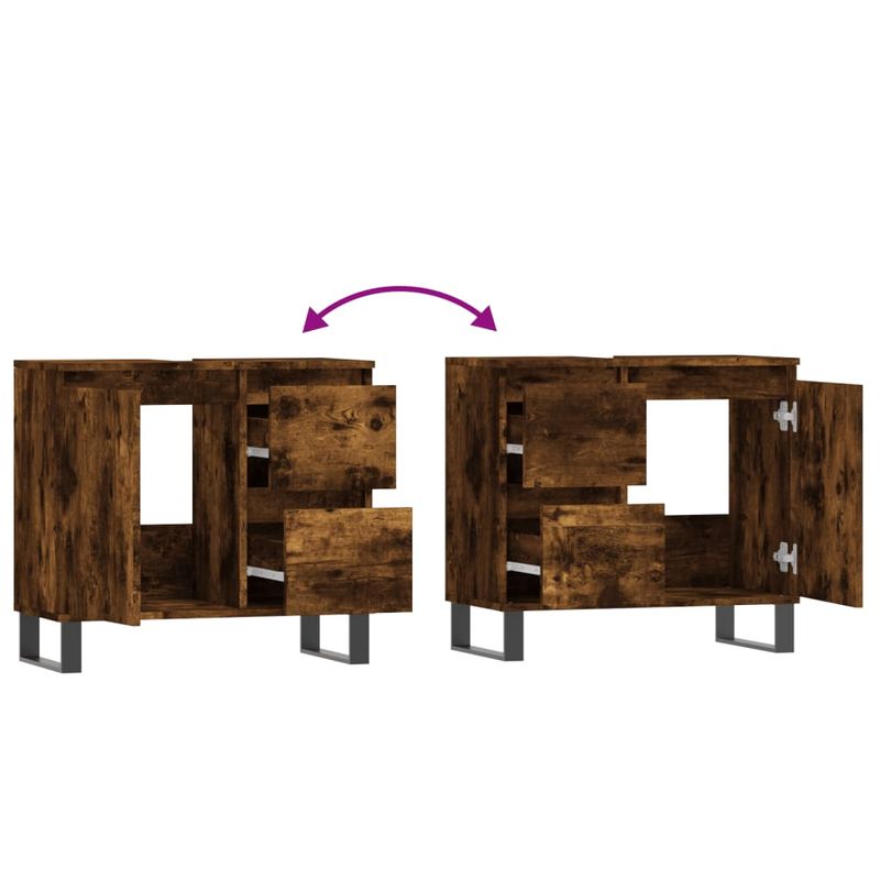 Casa si Gradina - Mobilier - Mobilier baie - Comode baie - Comoda de baie, stejar afumat, 65x33x60 cm, lemn prelucrat - Infinity.ro