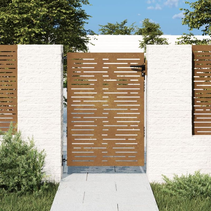 Casa si Gradina - Gradina si terasa - Garduri, panouri si accesorii - Poarta pentru gradina, 85x125 cm, otel corten, dreptunghiuri - Infinity.ro