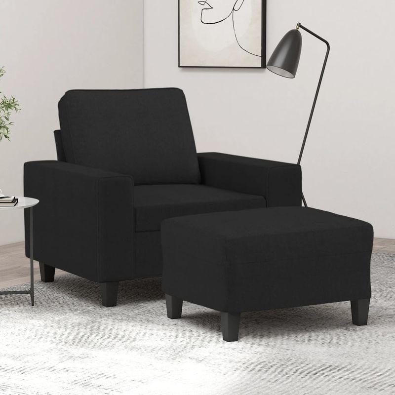 Casa si Gradina - Mobilier - Scaune si fotolii - Fotolii - Fotoliu canapea cu taburet, negru, 60 cm, material textil - Infinity.ro