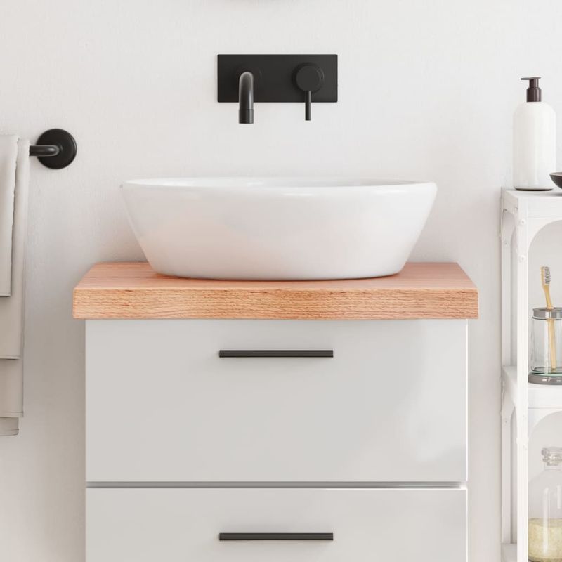 Casa si Gradina - Mobilier - Mobilier baie - Blaturi baie - Blat de baie, maro deschis, 60x50x(2-6) cm, lemn masiv tratat - Infinity.ro