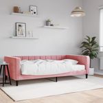 Casa si Gradina - Mobilier - Paturi si accesorii - Paturi - Pat de zi cu saltea, roz, 100x200 cm, catifea - Infinity.ro