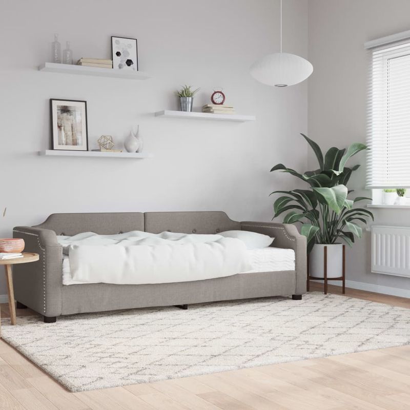 Casa si Gradina - Mobilier - Paturi si accesorii - Paturi - Pat de zi cu saltea, gri taupe, 90x200 cm, textil - Infinity.ro