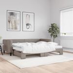 Casa si Gradina - Mobilier - Paturi si accesorii - Paturi - Pat de zi cu extensie si saltele, gri taupe, 90x200 cm, textil - Infinity.ro