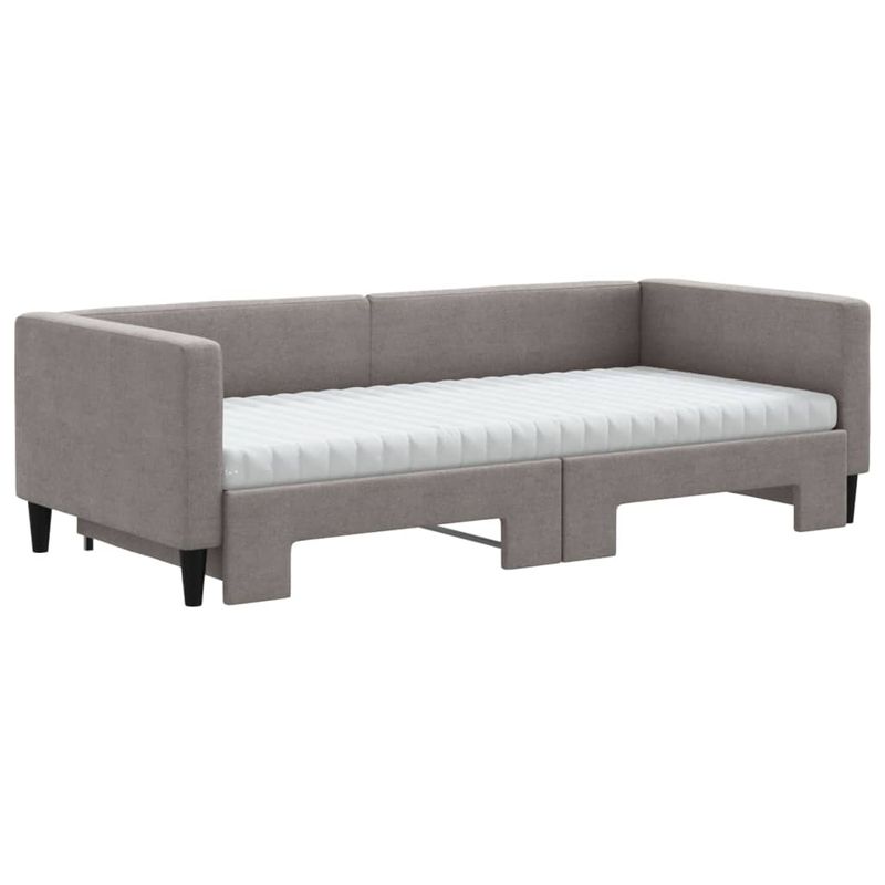 Casa si Gradina - Mobilier - Paturi si accesorii - Paturi - Pat de zi cu extensie si saltele, gri taupe, 90x200 cm, textil - Infinity.ro