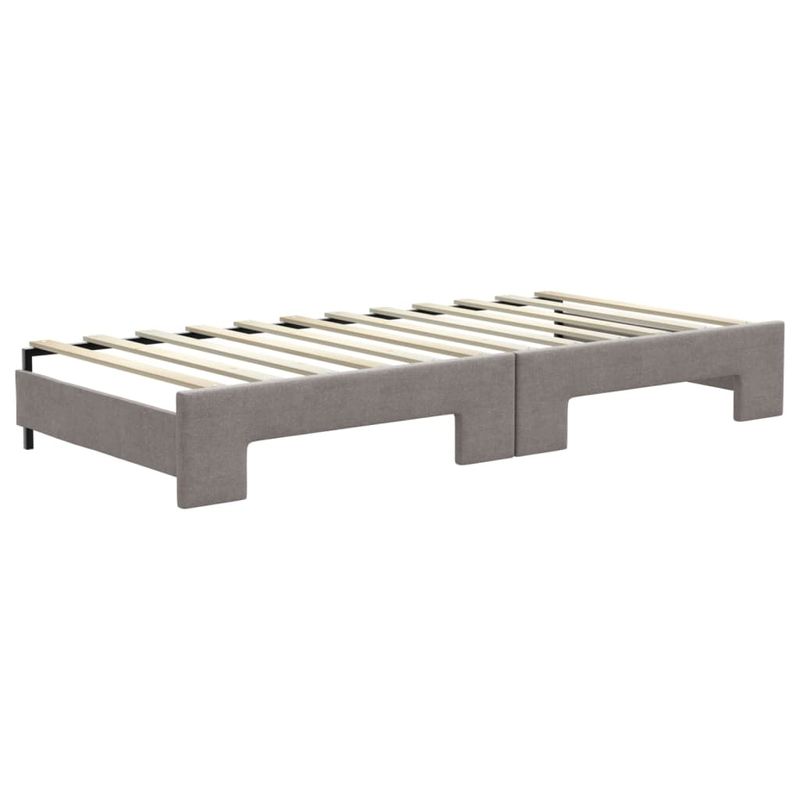 Casa si Gradina - Mobilier - Paturi si accesorii - Paturi - Pat de zi cu extensie si saltele, gri taupe, 90x200 cm, textil - Infinity.ro