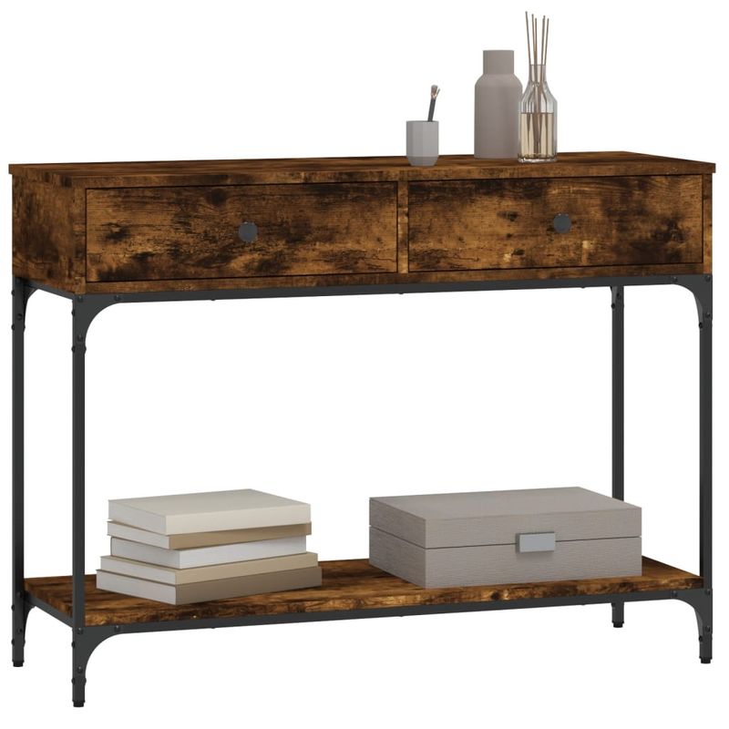 Casa si Gradina - Mobilier - Comode si corpuri - Console - Masuta consola, stejar fumuriu, 100x34,5x75 cm, lemn prelucrat - Infinity.ro