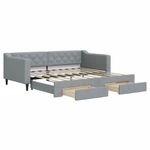 Casa si Gradina - Mobilier - Paturi si accesorii - Paturi - Pat de zi cu extensie si sertare, gri deschis, 90x190cm, textil - Infinity.ro