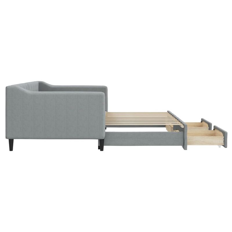 Casa si Gradina - Mobilier - Paturi si accesorii - Paturi - Pat de zi cu extensie si sertare, gri deschis, 90x190cm, textil - Infinity.ro